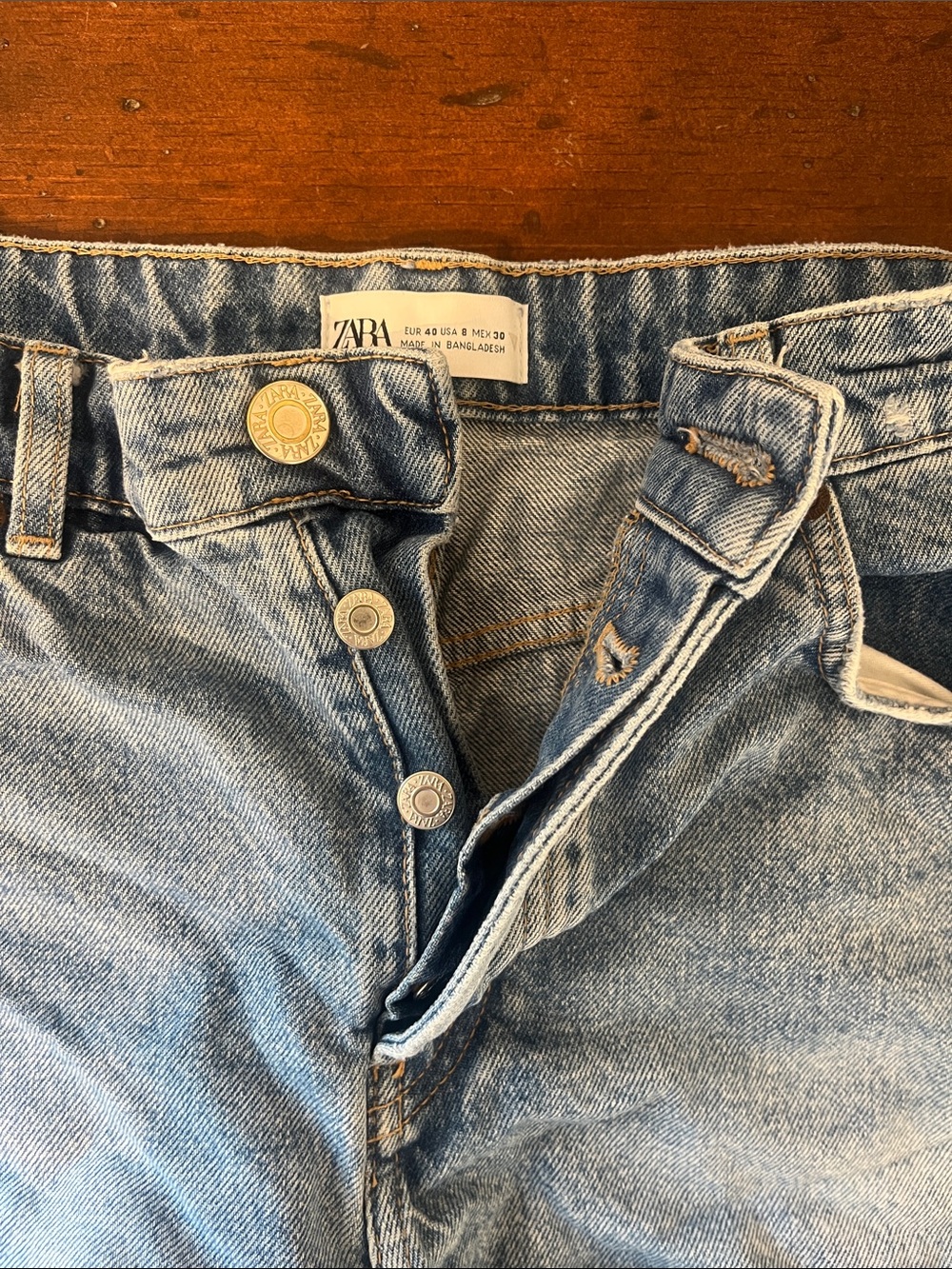 Zara Light Blue Distressed Denim Shorts - Picture 3 of 4